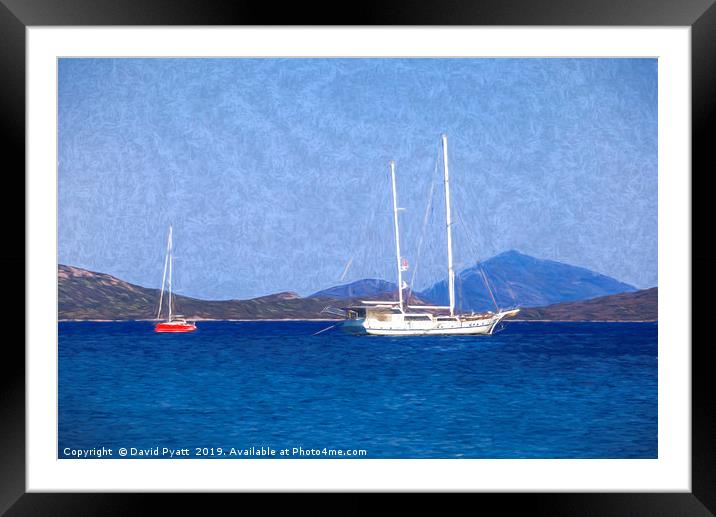 Aegean Sea Ships Art Framed Mounted Print by David Pyatt