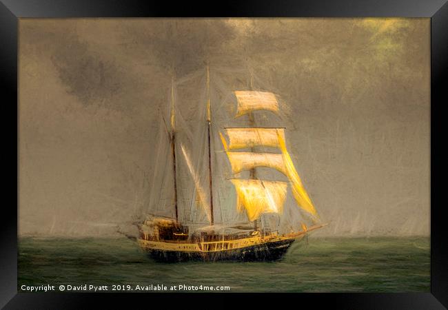 Sailing Ship In A Storm Framed Print by David Pyatt
