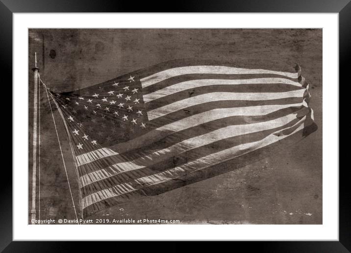 American Flag Vintage Framed Mounted Print by David Pyatt