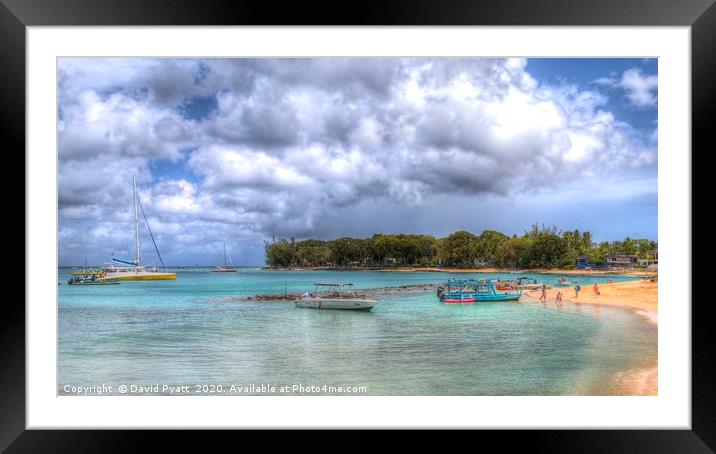 Caribbean Beach Panorama Framed Mounted Print by David Pyatt