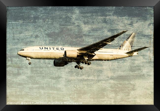 United Airlines Weathered Metal    Framed Print by David Pyatt