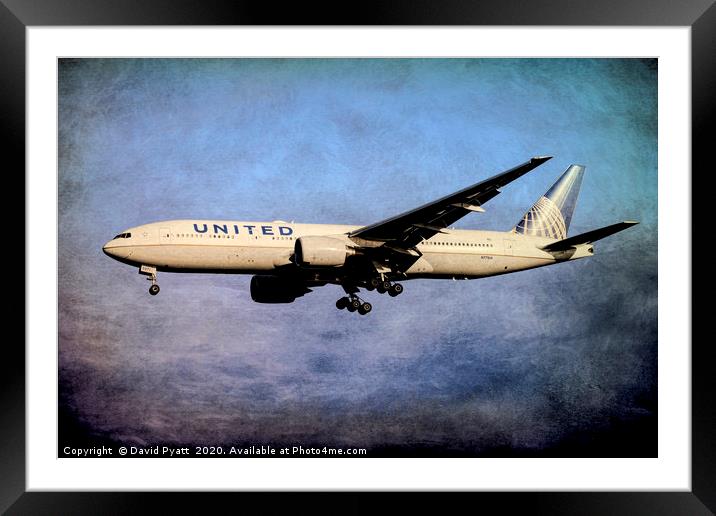 United Airlines Weathered Metal        Framed Mounted Print by David Pyatt