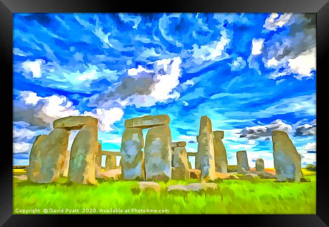 Stonehenge Pop Art Style Framed Print by David Pyatt