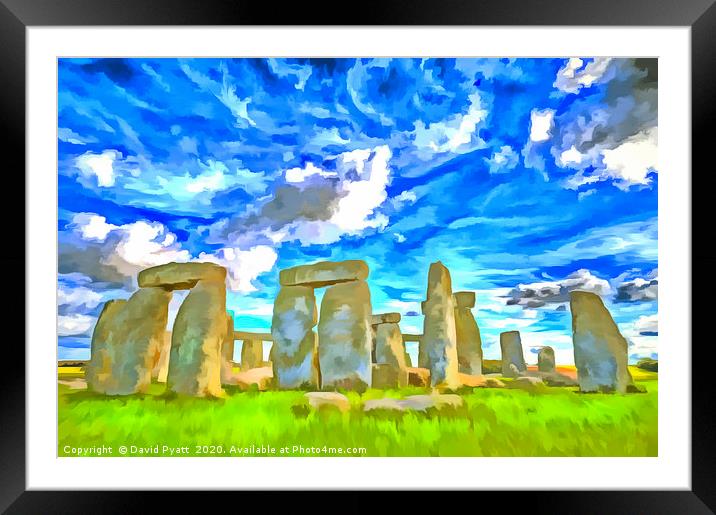 Stonehenge Pop Art Style Framed Mounted Print by David Pyatt