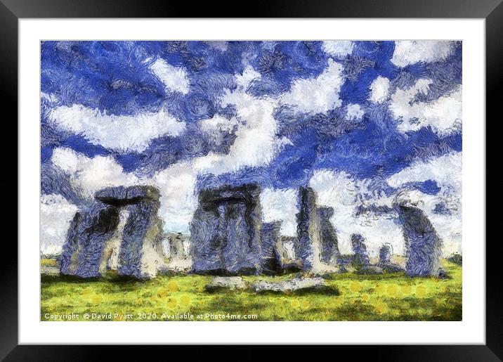 Stonehenge Starry Night Framed Mounted Print by David Pyatt