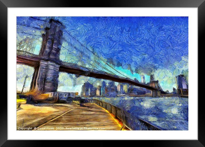 Manhattan Bridge Van Gogh Framed Mounted Print by David Pyatt