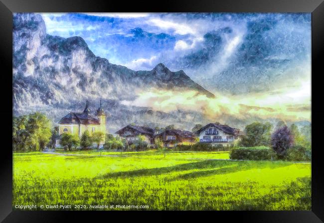 Austrian Alps Church Art Framed Print by David Pyatt