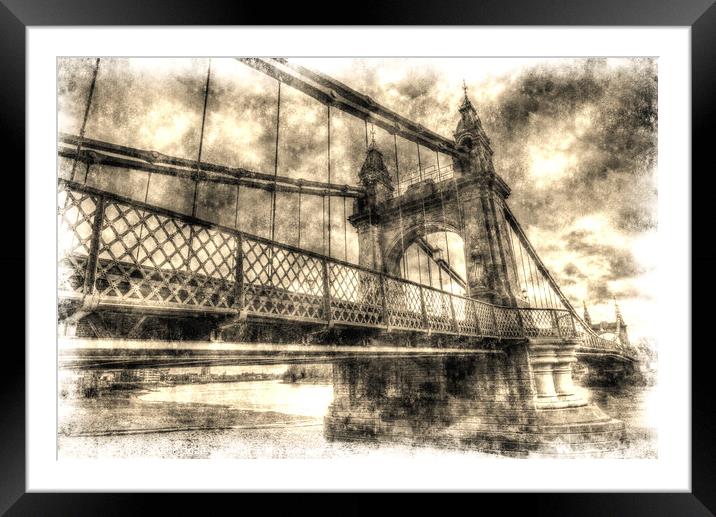 Vintage Hammersmith Bridge London Framed Mounted Print by David Pyatt