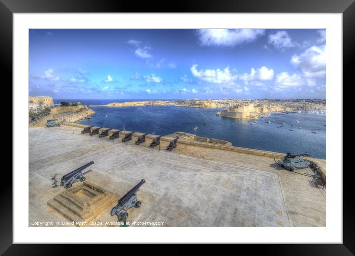Cannons Valletta Harbour  Framed Mounted Print by David Pyatt