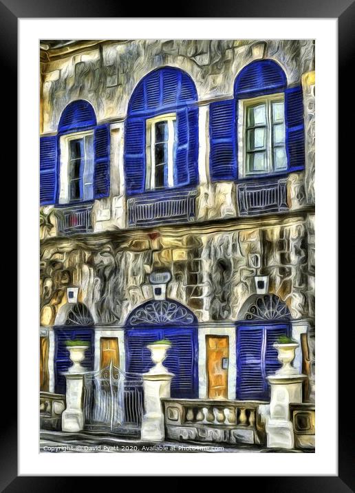 Maltese House Mdina Van Gogh Framed Mounted Print by David Pyatt