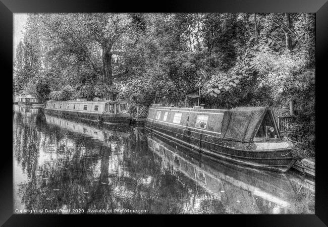 Vintage Narrow Boats Little Venice  Framed Print by David Pyatt