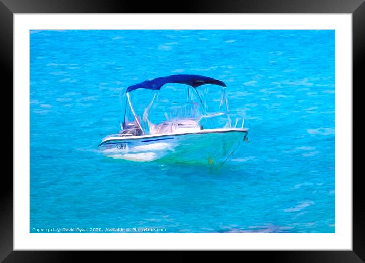 Barbados Speedboat Art Framed Mounted Print by David Pyatt