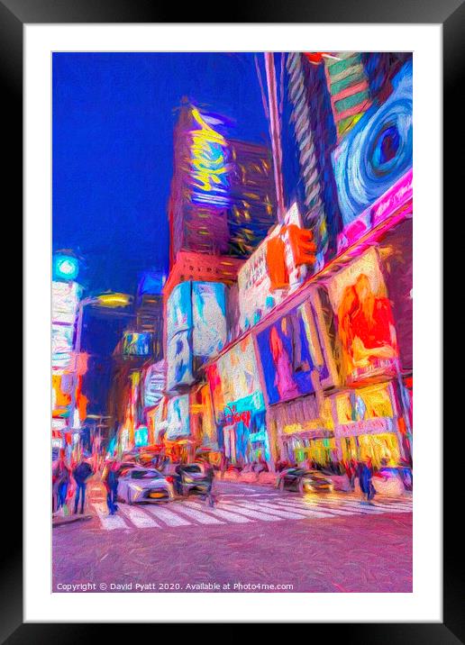 Times Square Night Art Framed Mounted Print by David Pyatt