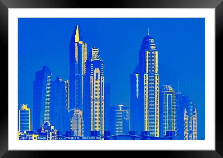 Dubai Architecture Blue Art Framed Mounted Print by David Pyatt