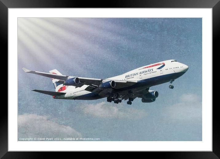 Boeing 747 Sun Shining  Framed Mounted Print by David Pyatt