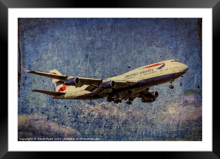 Boeing 747-436 Weathered Art Framed Mounted Print by David Pyatt