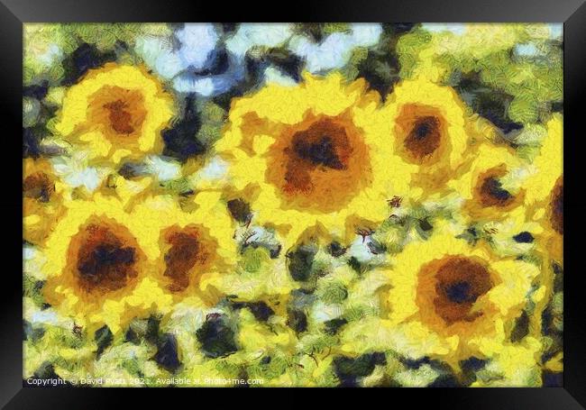 Sunflowers Van Gogh Abstracts  Framed Print by David Pyatt
