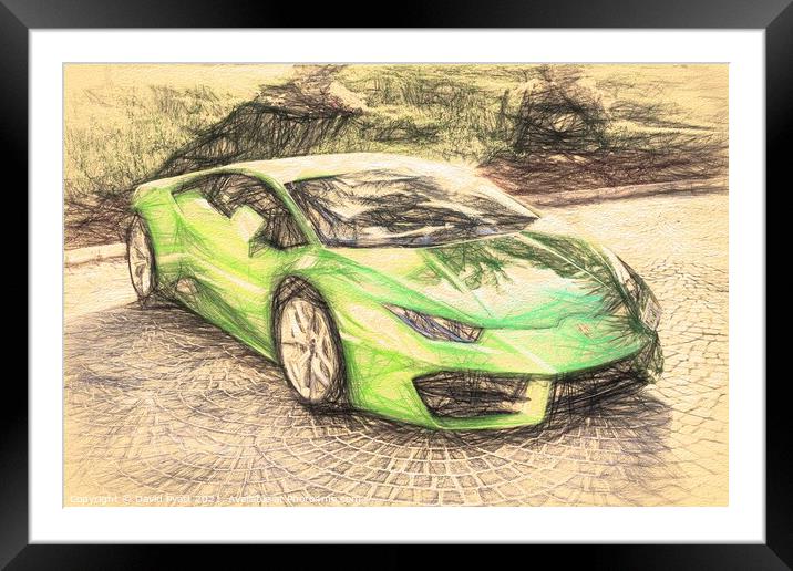 Lamborghini Huracan Sketch Style Framed Mounted Print by David Pyatt
