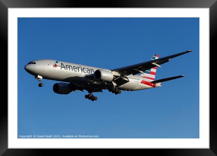 American Airlines Boeing 777-223 Framed Mounted Print by David Pyatt