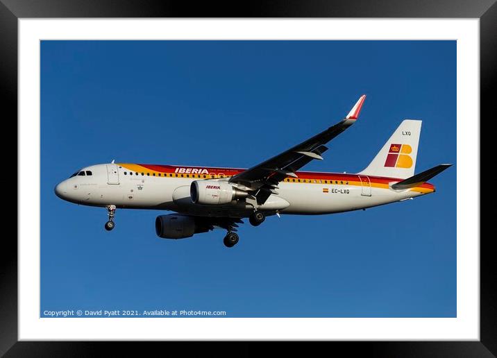 Iberia Airlines Airbus A320-216                    Framed Mounted Print by David Pyatt