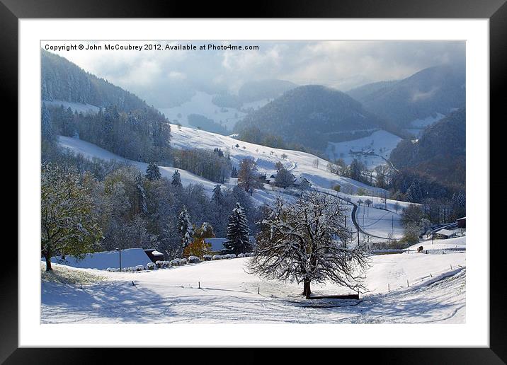Swiss Snow Scene Framed Mounted Print by John McCoubrey