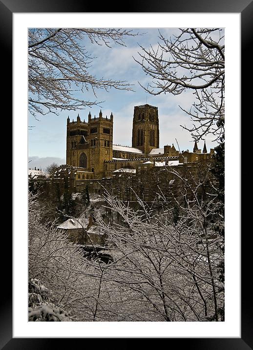 Durham Cathedral in snow Framed Mounted Print by eric carpenter