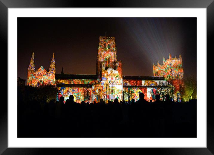 lumiere  night  durham cathedral Framed Mounted Print by eric carpenter
