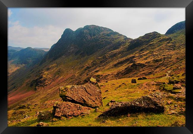 Langdale Pikes Framed Print by eric carpenter