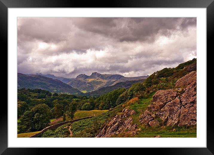 Langdale Pikes View Framed Mounted Print by eric carpenter
