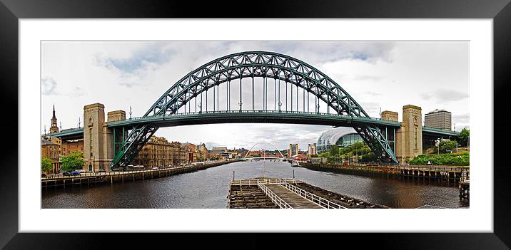 Tyne Bridge Panorama Framed Mounted Print by eric carpenter