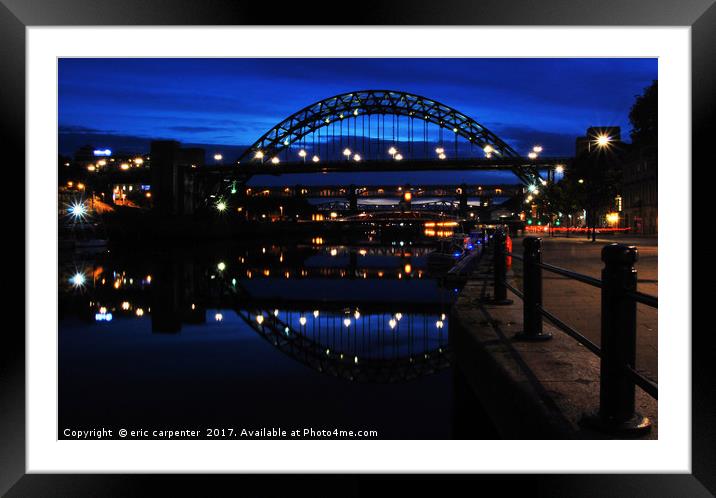 Tyne bridge night.   Framed Mounted Print by eric carpenter