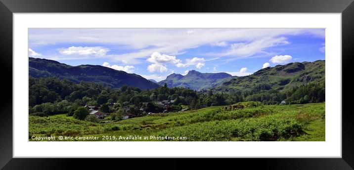 Langdale pike from Elterwater Framed Mounted Print by eric carpenter