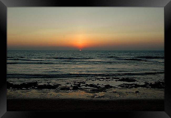 sunset at Anjuna beach goa Framed Print by Natasha Coutinho