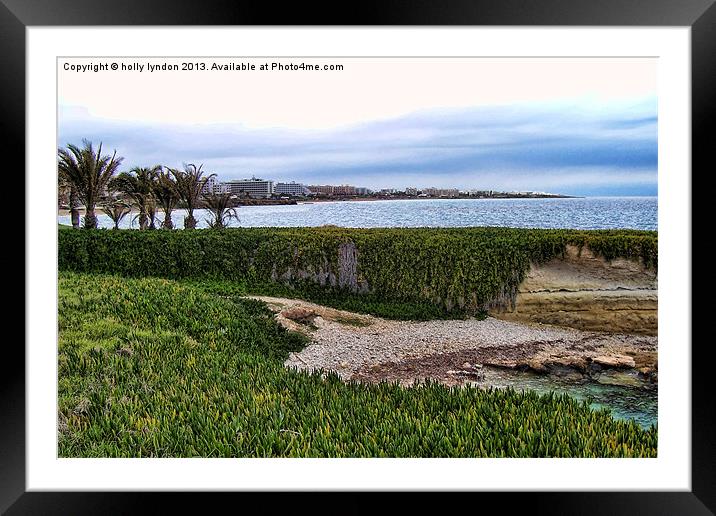 Cyprus Shoreline Framed Mounted Print by holly lyndon