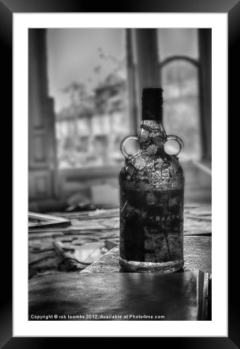 AN OLD BOTTLE OF RUM Framed Mounted Print by Rob Toombs