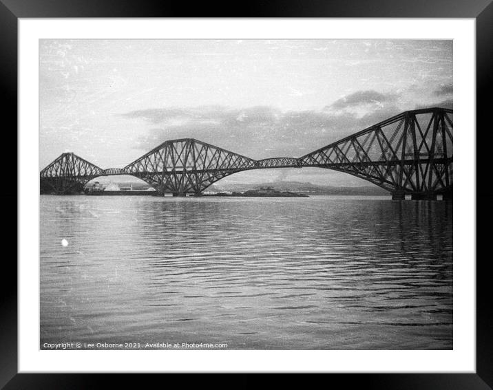 Forth Bridge Vintage Monochrome Framed Mounted Print by Lee Osborne