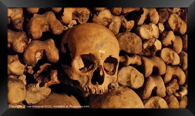 Skull and bones, Paris Catacombs Framed Print by Lee Osborne