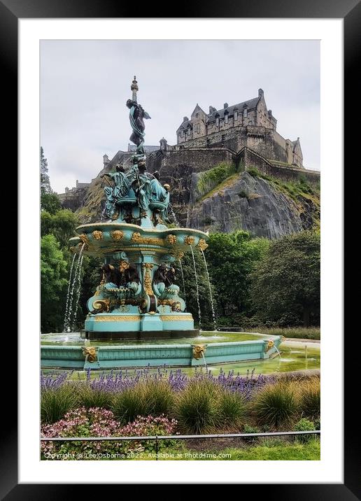 Ross Fountain and Edinburgh Castle, Princes Street Gardens Framed Mounted Print by Lee Osborne