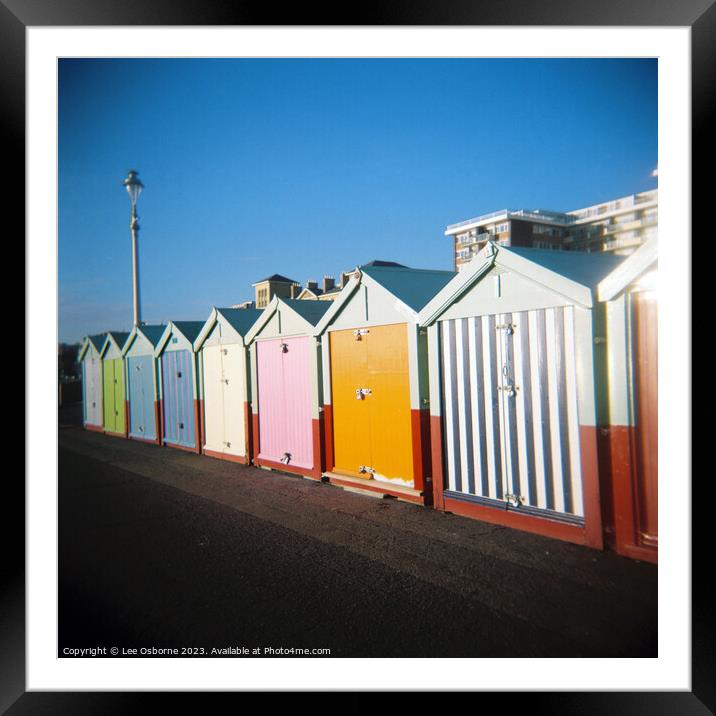 Beach Huts, Brighton Framed Mounted Print by Lee Osborne