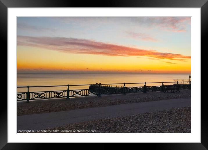 Brighton Beach Sunset Framed Mounted Print by Lee Osborne
