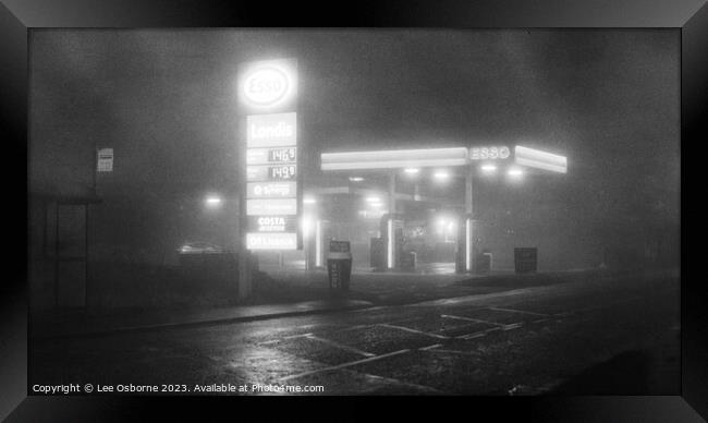 Filling Station at Night Framed Print by Lee Osborne