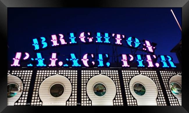 Brighton Palace Pier Neon Framed Print by Lee Osborne