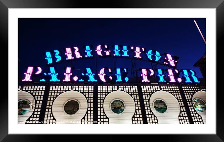 Brighton Palace Pier Neon Framed Mounted Print by Lee Osborne