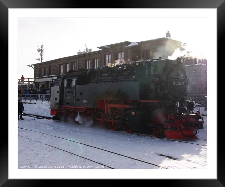 Harz Narrow Gauge Steam Train, Summit of the Brocken Framed Mounted Print by Lee Osborne