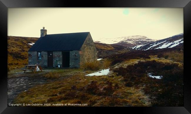 Allt Scheicheachan Bothy in Winter Framed Print by Lee Osborne