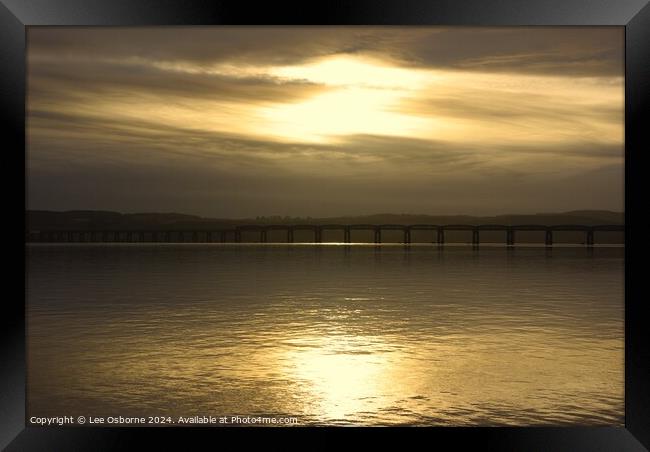 Sunset over the Tay Rail Bridge Framed Print by Lee Osborne