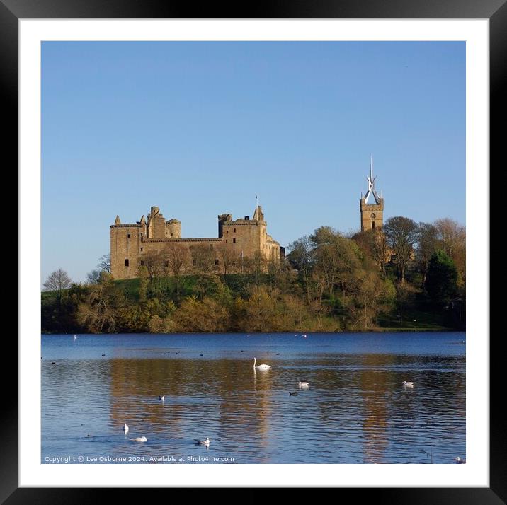 Linlithgow Loch, Palace and Church Framed Mounted Print by Lee Osborne