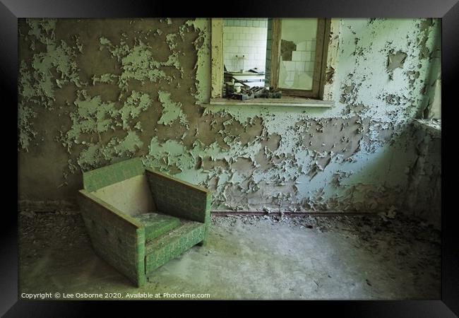 Take a Seat, Pripyat Hospital Framed Print by Lee Osborne