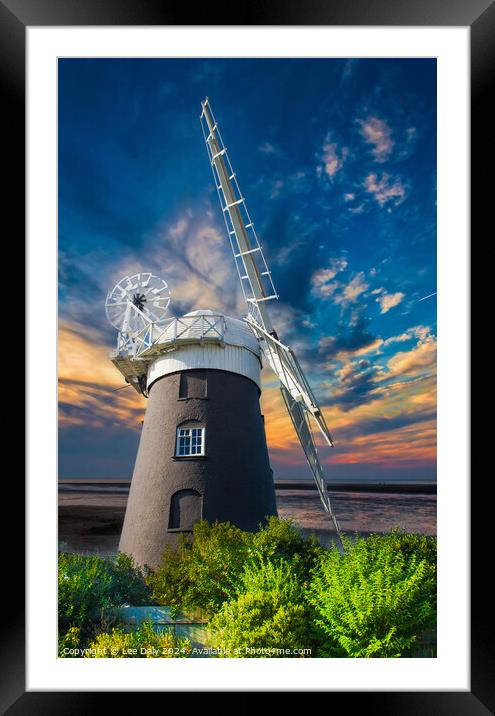 Windmill sunset Framed Mounted Print by Lee Daly