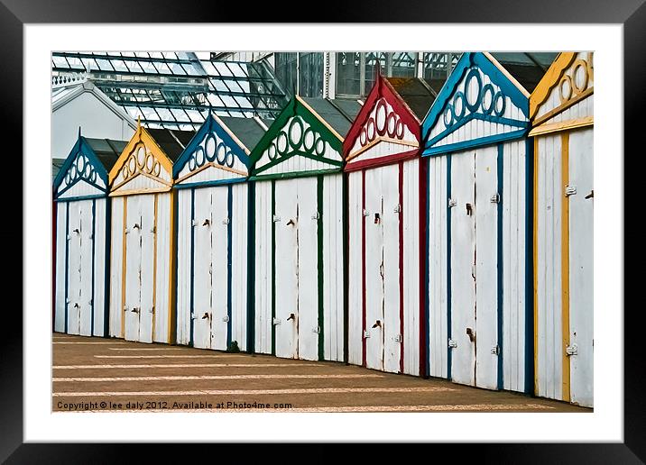Beach Huts Framed Mounted Print by Lee Daly